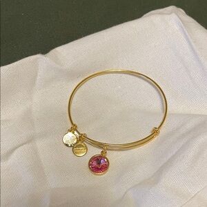 Alex and Ani Gold Bracelet with Pink Charm